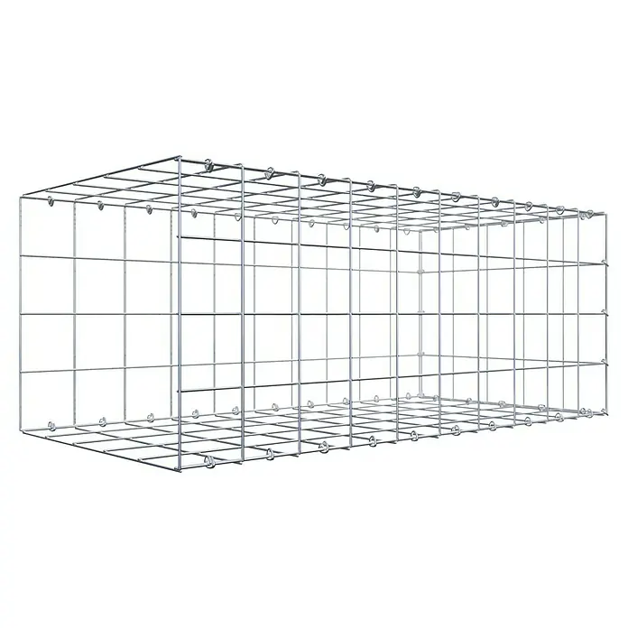 Gabiona Gabione Typ 2 - Zum Anbau in der Länge, 100 x 50 x 40 cm, Stahl, Maschenbreite: 100 mm, Maschenhöhe: 100 mm, C-Ring - Metallischer Gabionen-Drahtkorb für den Bau von Stützmauern, attraktiven Zäunen und dekorativen Elementen im Garten- und Landschaftsbau.