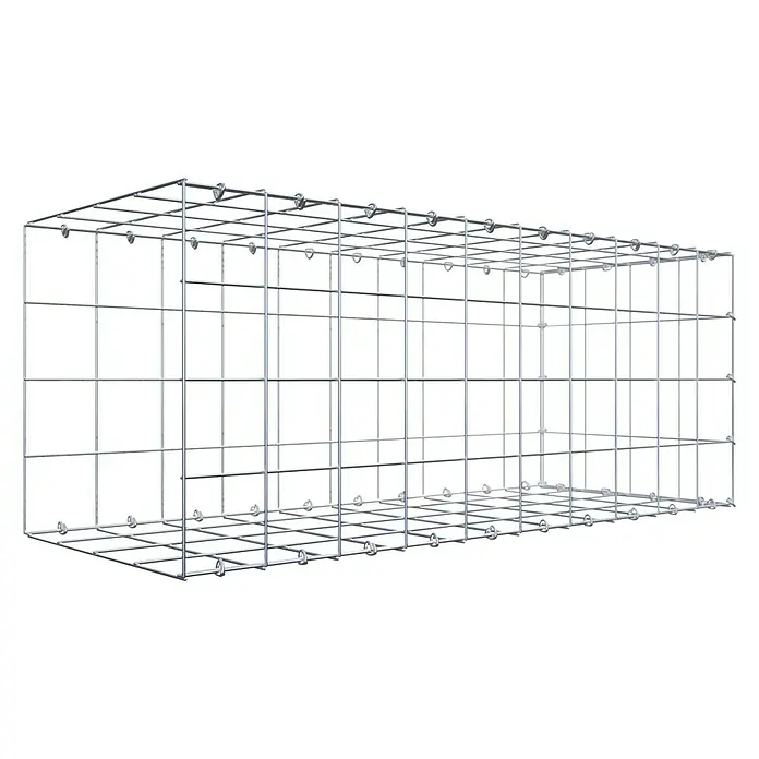 Gabiona Gabione Typ 2 - Zum Anbau in der Länge, 100 x 40 x 40 cm, Stahl, Maschenbreite: 100 mm, Maschenhöhe: 100 mm, C-Ring - Gabionenkorb aus verzinktem Drahtgeflecht für Garten- und Landschaftsbau. Robust und langlebig, ideal zur Gestaltung von Außenbereichen.