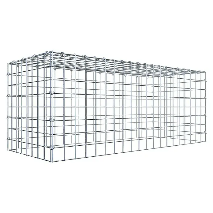 Gabiona Gabione Typ 3 - Zum Anbau in der Höhe, 100 x 40 x 40 cm, Stahl, Maschenbreite: 50 mm, Maschenhöhe: 50 mm, C-Ring - Darstellung eines Gabionenkastens aus verzinktem Drahtgitter für den Außenbereich, ideal für Garten- und Landschaftsbauprojekte.