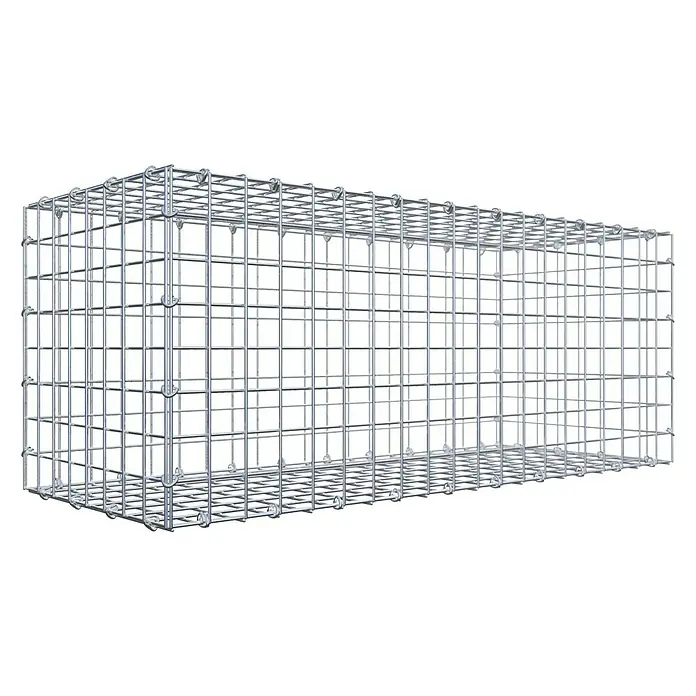 Gabiona Gabione - 100 x 40 x 40 cm, Stahl, Maschenbreite: 50 mm, Maschenhöhe: 50 mm - Ansicht eines Gabionenkorbs aus verzinktem Stahl, ideal für Landschaftsbau und Stützmauern. Das Drahtgeflecht bietet Stabilität und Haltbarkeit.