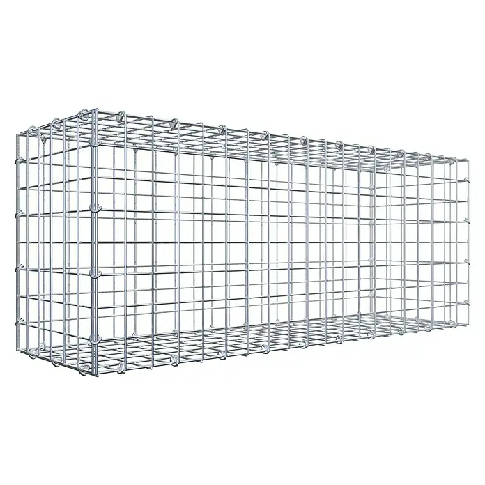 Gabiona Gabione - 100 x 30 x 40 cm, Stahl, Maschenbreite: 50 mm, Maschenhöhe: 50 mm - Ein rechteckiger Gabionenkorb aus verzinktem Drahtgeflecht, leer und bereit zur Befüllung für Stabilität.