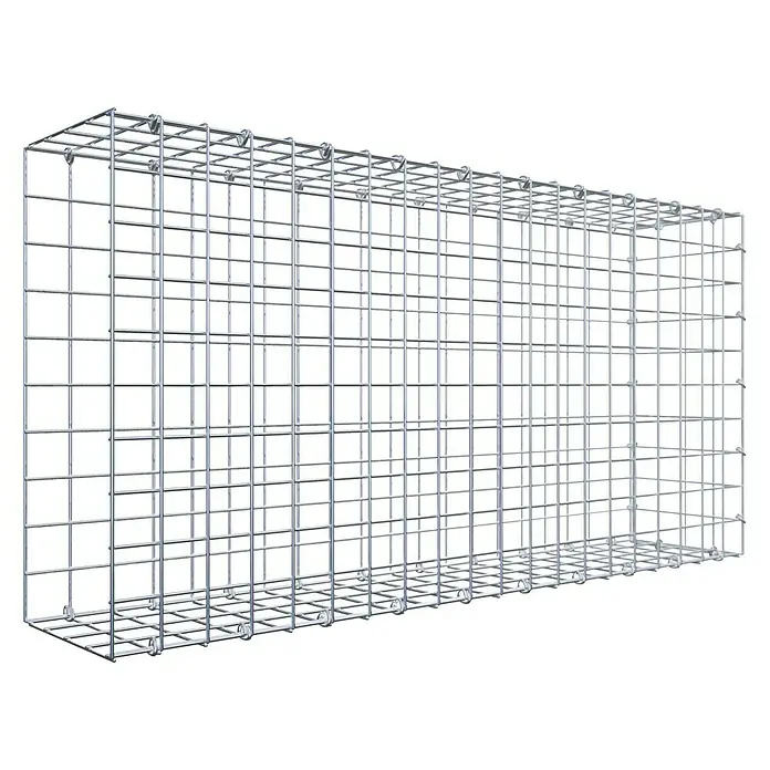 Gabiona Gabione Typ 2 - Zum Anbau in der Länge, 100 x 20 x 50 cm, Stahl, Maschenbreite: 50 mm, Maschenhöhe: 50 mm, C-Ring - Gabionenkorb aus Drahtgeflecht für vielfältige Anwendungen im Garten- und Landschaftsbau. Robust und langlebig.
