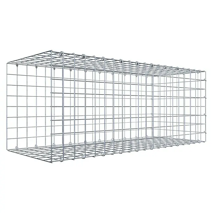 Gabiona Gabione Typ 2 - Zum Anbau in der Länge, 100 x 40 x 40 cm, Stahl, Maschenbreite: 50 mm, Maschenhöhe: 50 mm, C-Ring - Drahtgitterbox zur Befüllung mit Steinen. Gabione mit rechteckiger Form und quadratischen Gittern für den Garten- und Landschaftsbau.
