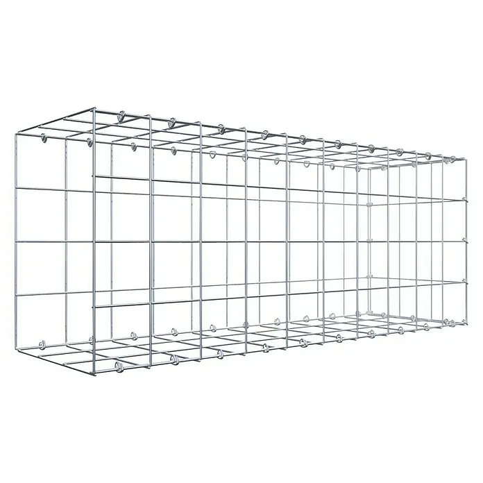 Gabiona Gabione Typ 2 - Zum Anbau in der Länge, 100 x 30 x 40 cm, Stahl, Maschenbreite: 100 mm, Maschenhöhe: 100 mm, C-Ring - Ein rechteckiger Gabionen-Drahtkorb aus Metall. Ideal für den Garten- und Landschaftsbau zur Hangbefestigung und Gestaltung.