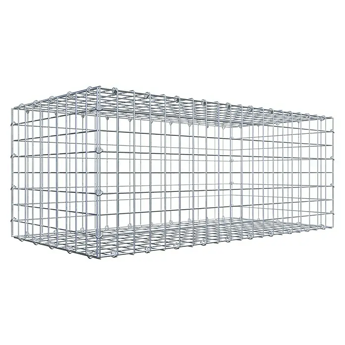 Gabiona Gabione - 100 x 50 x 40 cm, Stahl, Maschenbreite: 50 mm, Maschenhöhe: 50 mm, C-Ring - Rechteckiger Gabionenkorb aus verzinktem Drahtgeflecht. Er ist leer und bereit für die Befüllung mit Steinen oder anderen Materialien.