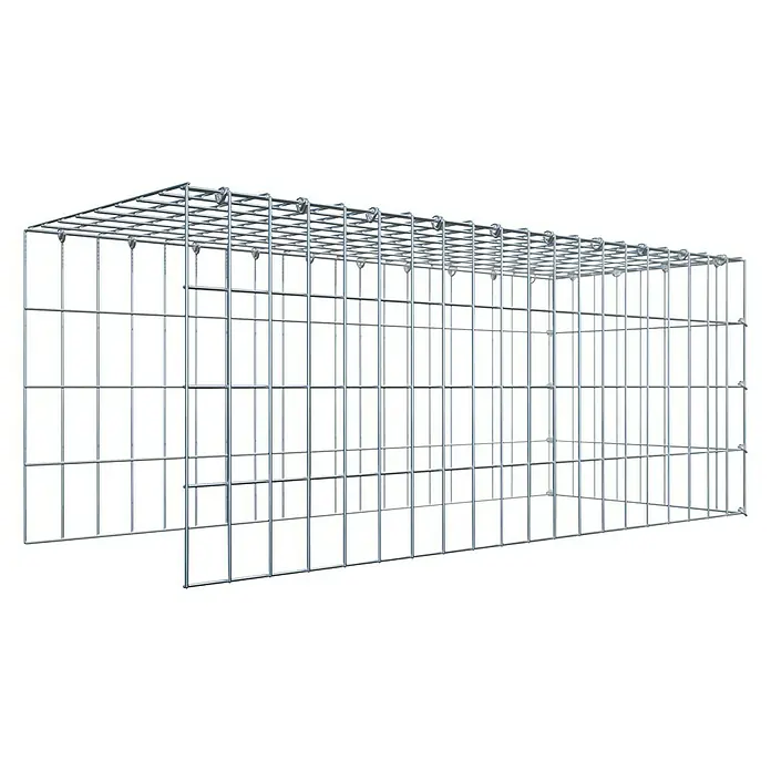 Gabiona Gabione Typ 4 - Zum Anbau in Länge & Höhe, 100 x 40 x 40 cm, Stahl, Maschenbreite: 50 mm, Maschenhöhe: 100 mm, C-Ring - Die Abbildung zeigt einen Gabionenkorb aus Drahtgeflecht, der eine robuste und langlebige Lösung für verschiedene Anwendungen im Außenbereich bietet.