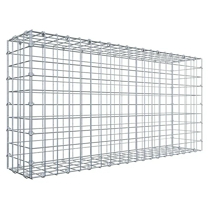 Gabiona Gabione - 100 x 20 x 50 cm, Stahl, Maschenbreite: 50 mm, Maschenhöhe: 50 mm, C-Ring - Ein rechteckiger Gabionenkorb aus verzinktem Drahtgitter. Ideal für den Garten- und Landschaftsbau, bietet Stabilität und modernes Design.