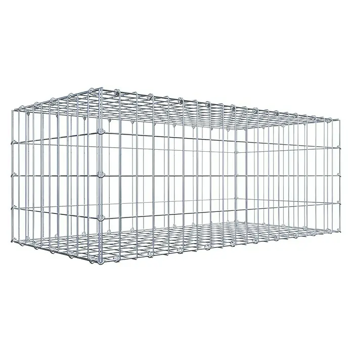 Gabiona Gabione - 100 x 50 x 40 cm, Stahl, Maschenbreite: 50 mm, Maschenhöhe: 100 mm, C-Ring - Ein rechteckiger Gabionenkorb aus verzinktem Drahtgeflecht, ideal für Gartenbau und Landschaftsgestaltung. Robust und vielseitig einsetzbar.