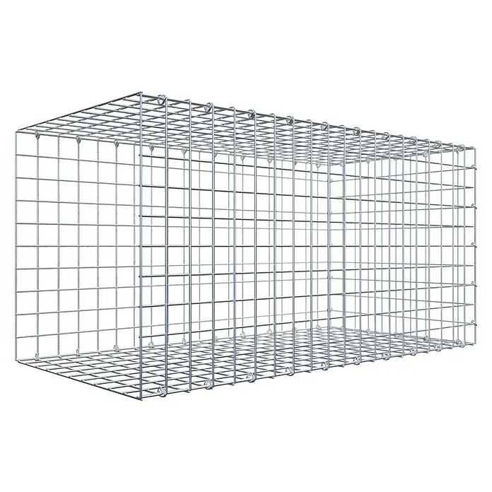 Gabiona Gabione Typ 2 - Zum Anbau in der Länge, 100 x 50 x 50 cm, Stahl, Maschenbreite: 50 mm, Maschenhöhe: 50 mm, C-Ring - Produktfoto eines Gabionenkorbs aus Metalldraht, ideal für Garten- und Landschaftsbau, bietet Stabilität und Ästhetik für Außenbereiche.