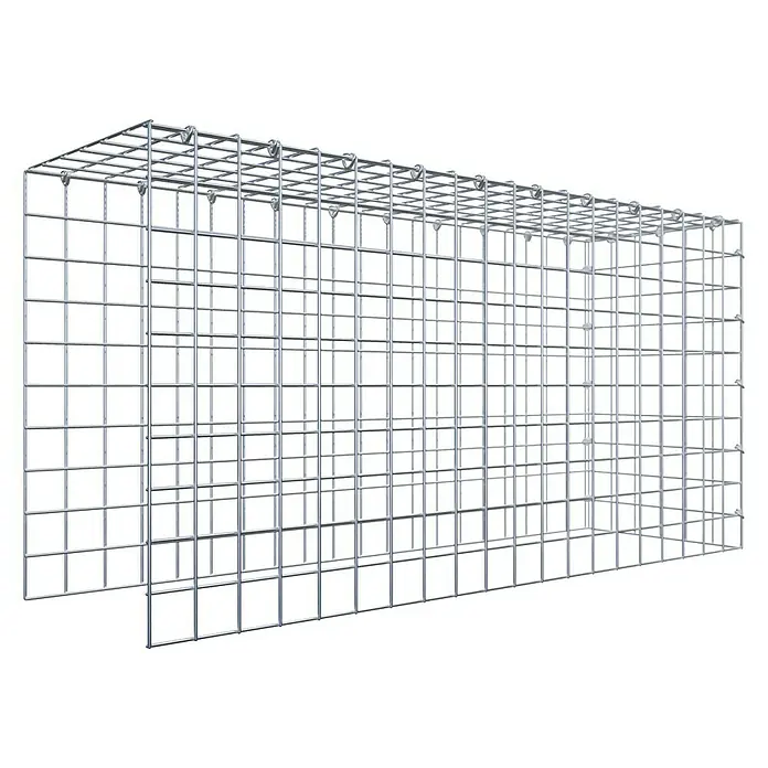 Gabiona Gabione Typ 4 - Zum Anbau in Länge & Höhe, 100 x 30 x 50 cm, Stahl, Maschenbreite: 50 mm, Maschenhöhe: 50 mm, C-Ring - Ein geräumiger Gabionenkorb aus verzinktem Drahtgitter, ideal für Gartenmauern oder als dekoratives Element im Außenbereich.
