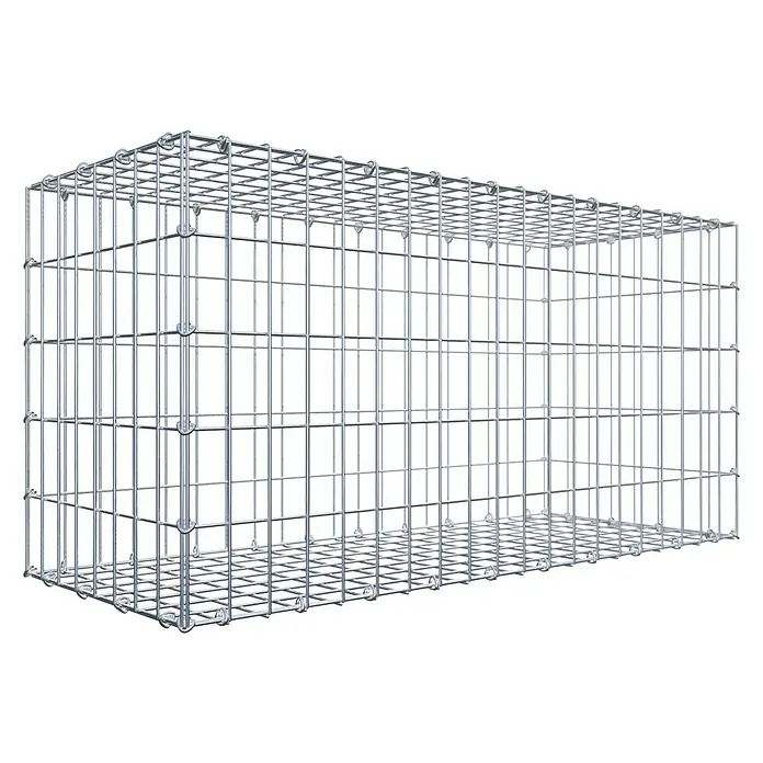 Gabiona Gabione - 100 x 40 x 50 cm, Stahl, Maschenbreite: 50 mm, Maschenhöhe: 100 mm - Ein rechteckiger Gabionenkorb aus verzinktem Draht, ideal für Garten- und Landschaftsbau, bietet Stabilität und modernes Design.