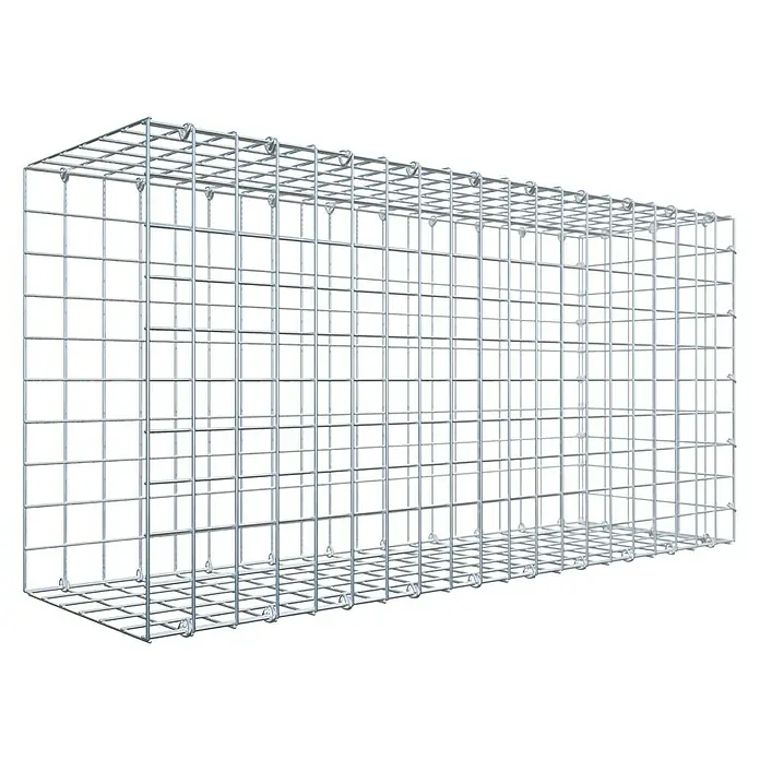 Gabiona Gabione Typ 2 - Zum Anbau in der Länge, 100 x 30 x 50 cm, Stahl, Maschenbreite: 50 mm, Maschenhöhe: 50 mm, C-Ring - Gabione aus verzinktem Stahlgitter für den Garten- und Landschaftsbau. Robuste Konstruktion zur Befüllung mit Steinen.