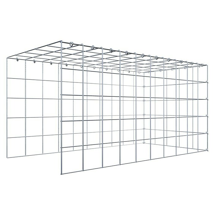 Gabiona Gabione Typ 4 (Zum Anbau in Länge & Höhe, 100 x 50 x 50 cm, Stahl, Maschenbreite: 100 mm, Maschenhöhe: 100 mm, C-Ring) | BAUHAUS