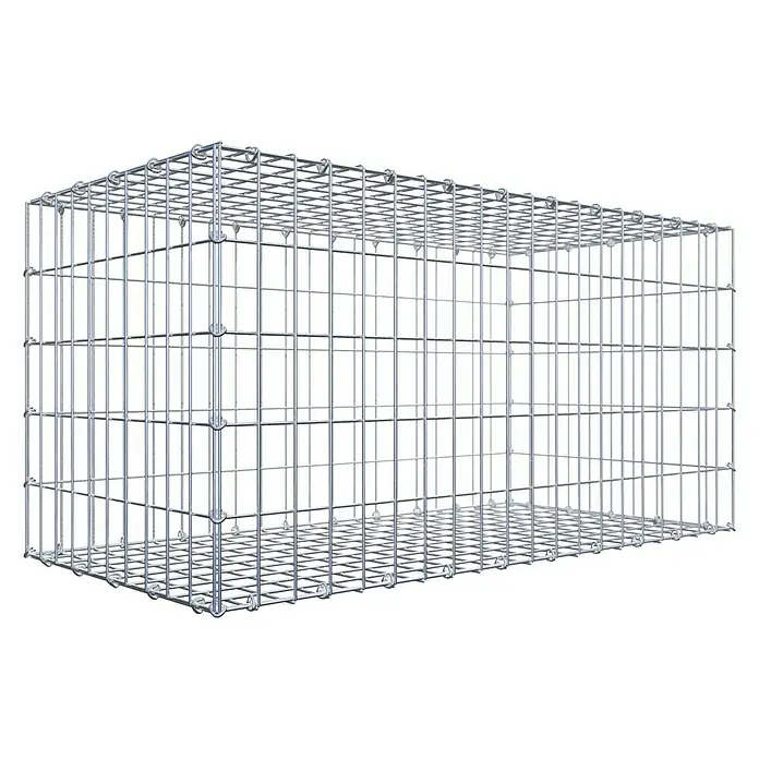 Gabiona Gabione - 100 x 50 x 50 cm, Stahl, Maschenbreite: 50 mm, Maschenhöhe: 100 mm, C-Ring - Ein rechteckiger Gabionenkorb aus verzinktem Drahtgeflecht, ideal für den Garten- und Landschaftsbau als Stützmauer oder dekoratives Element.
