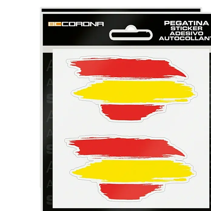 Etiqueta adhesiva pincelada España - Bandera - Adhesivos de bandera España BC Corona: Adhesivos decorativos para coche con diseño de pincelada, ideales para fans de España.