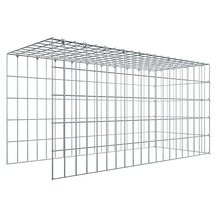 Gabiona Gabione Typ 4 - Zum Anbau in Länge & Höhe, 100 x 40 x 50 cm, Stahl, Maschenbreite: 50 mm, Maschenhöhe: 100 mm, C-Ring - Ansicht eines Gabionen-Käfigs aus Drahtgeflecht, ideal für Landschaftsbau und Erosionsschutz. Robust und langlebig.