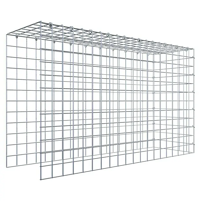 Gabiona Gabione Typ 4 - Zum Anbau in Länge & Höhe, 100 x 30 x 60 cm, Stahl, Maschenbreite: 50 mm, Maschenhöhe: 50 mm, C-Ring - Draufsicht auf einen Gabionenkorb aus verzinktem Drahtgeflecht, der für Stabilität und Langlebigkeit sorgt. Ideal für Landschaftsbau und Erosionsschutz.