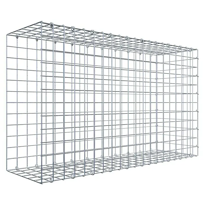 Gabiona Gabione Typ 2 - Zum Anbau in der Länge, 100 x 30 x 60 cm, Stahl, Maschenbreite: 50 mm, Maschenhöhe: 50 mm, C-Ring - Ein rechteckiger Gabionenkorb aus verzinktem Drahtgitter. Ideal für Gartenbau, Landschaftsgestaltung und als dekoratives Element im Außenbereich.