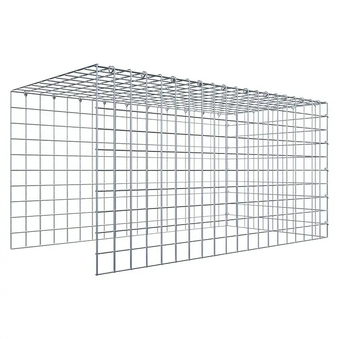 Gabiona Gabione Typ 4 - Zum Anbau in Länge & Höhe, 100 x 50 x 50 cm, Stahl, Maschenbreite: 50 mm, Maschenhöhe: 50 mm, C-Ring - Draufsicht eines Gabionenkäfigs mit rechteckigen Maschen. Ideal für Garten- und Landschaftsbau, bietet Stabilität und Flexibilität für verschiedene Anwendungen.