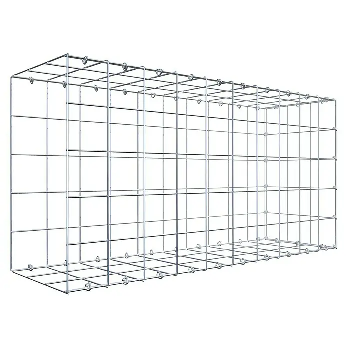 Gabiona Gabione Typ 2 - Zum Anbau in der Länge, 100 x 30 x 50 cm, Stahl, Maschenbreite: 100 mm, Maschenhöhe: 100 mm, C-Ring - Galvanisierter Gabionenkorb für den Garten- und Landschaftsbau. Ein robustes und langlebiges Element zur Gestaltung von Außenbereichen.