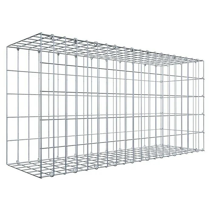 Gabiona Gabione Typ 2 - Zum Anbau in der Länge, 100 x 30 x 50 cm, Stahl, Maschenbreite: 50 mm, Maschenhöhe: 100 mm, C-Ring - Rechteckiger Gabionenkorb aus verzinktem Draht, leer und bereit für die Befüllung mit Steinen oder anderen Materialien für den Landschaftsbau.