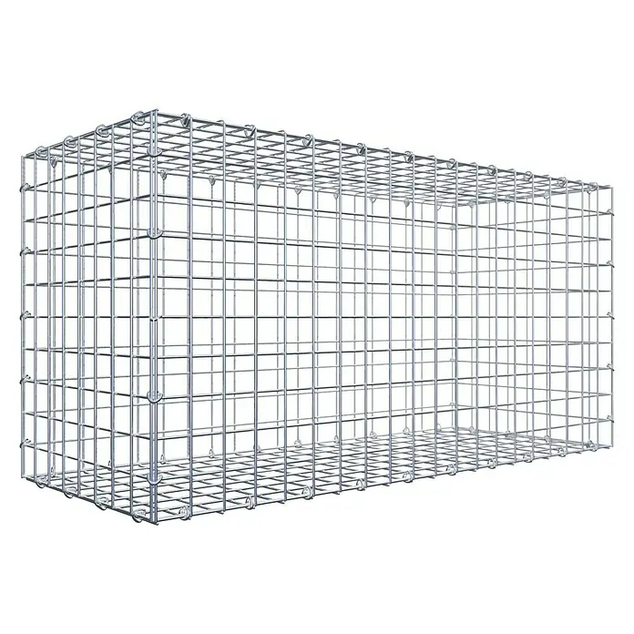 Gabiona Gabione - 100 x 40 x 50 cm, Stahl, Maschenbreite: 50 mm, Maschenhöhe: 50 mm - Eine rechteckige Gabione aus verzinktem Drahtgitter, ideal für Gartenbau und Landschaftsgestaltung. Stabil und langlebig.