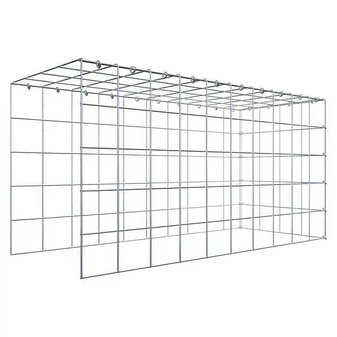 Gabiona Gabione Typ 4 - Zum Anbau in Länge & Höhe, 100 x 40 x 50 cm, Stahl, Maschenbreite: 100 mm, Maschenhöhe: 100 mm, C-Ring - Darstellung eines Drahtgeflechtsystems, ideal für industrielle Anwendungen oder als architektonisches Gestaltungselement.