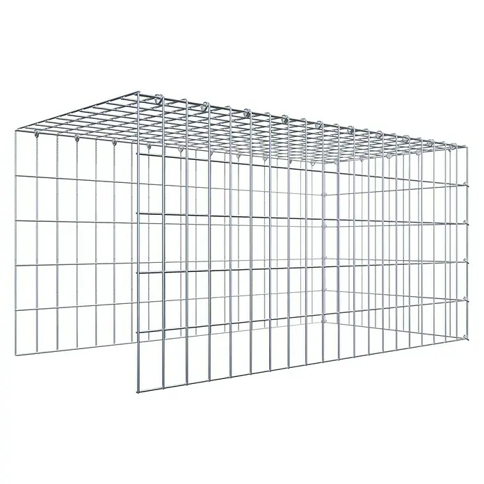 Gabiona Gabione Typ 4 - Zum Anbau in Länge & Höhe, 100 x 50 x 50 cm, Stahl, Maschenbreite: 50 mm, Maschenhöhe: 100 mm, C-Ring - Ein rechteckiger Gabionenkorb aus verzinktem Drahtgeflecht mit einer stabilen Konstruktion für vielseitige Anwendungen im Garten- und Landschaftsbau.