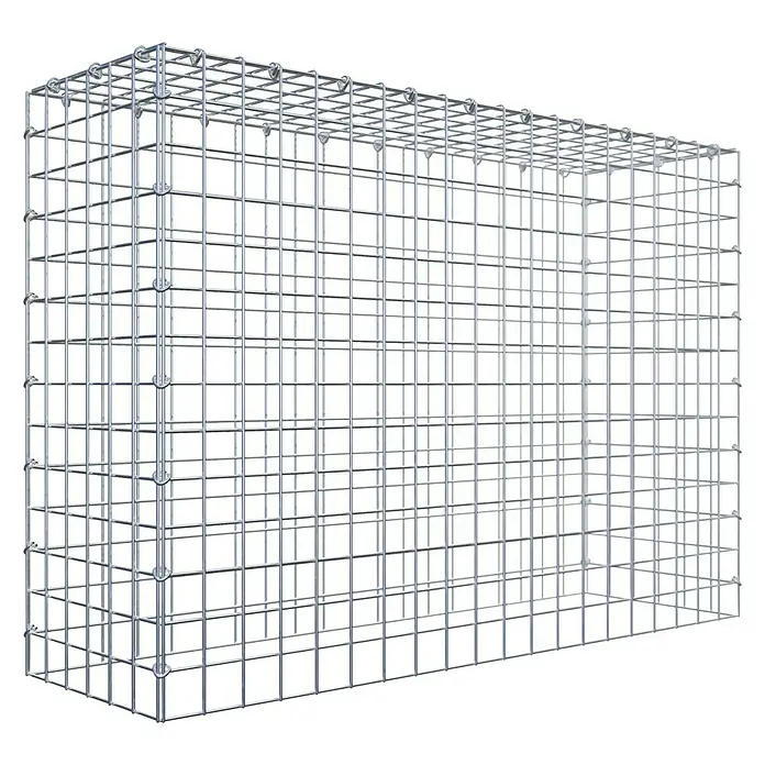 Gabiona Gabione Typ 3 - Zum Anbau in der Höhe, 100 x 30 x 70 cm, Stahl, Maschenbreite: 50 mm, Maschenhöhe: 50 mm, C-Ring - Bild eines rechteckigen Gabionenkorbs aus verzinktem Draht, ideal für Garten- und Landschaftsbau, mit stabilem, langlebigem Design.