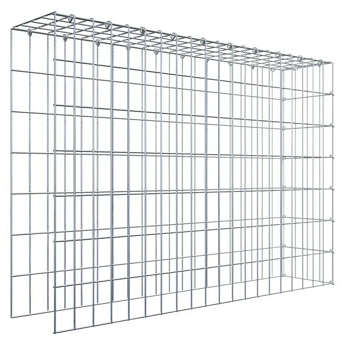 Gabiona Gabione Typ 4 - Zum Anbau in Länge & Höhe, 100 x 20 x 70 cm, Stahl, Maschenbreite: 50 mm, Maschenhöhe: 100 mm, C-Ring - Gabionenkorb aus verzinktem Stahlgitter, ideal für den Garten- und Landschaftsbau zur Gestaltung von Mauern oder als dekoratives Element.