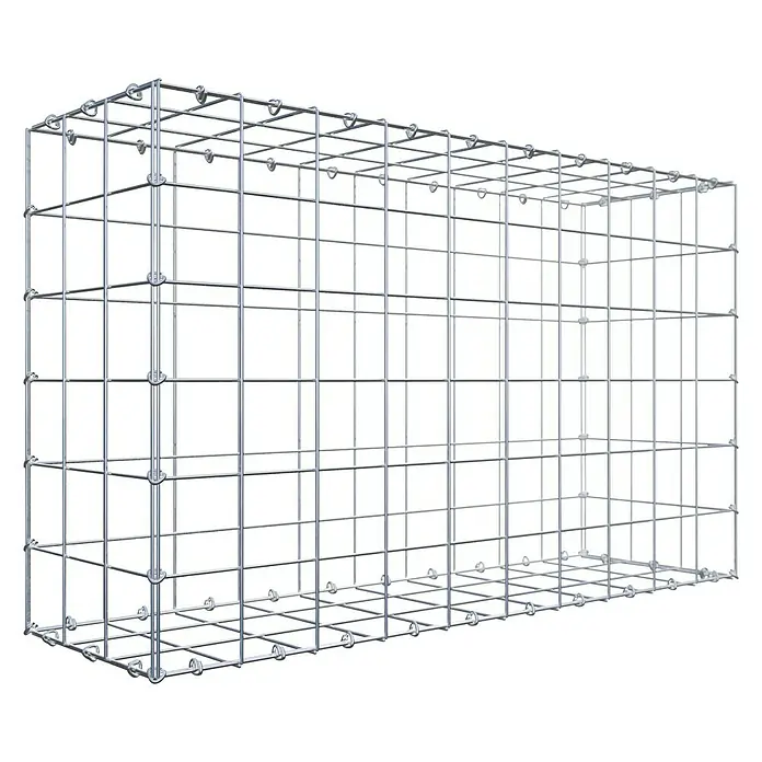 Gabiona Gabione - 100 x 30 x 60 cm, Stahl, Maschenbreite: 100 mm, Maschenhöhe: 100 mm - Bild eines leeren Gabionenkörpers aus verzinktem Draht. Ideal für individuelle Gartengestaltung und Hangbefestigung mit Steinen oder anderen Materialien.