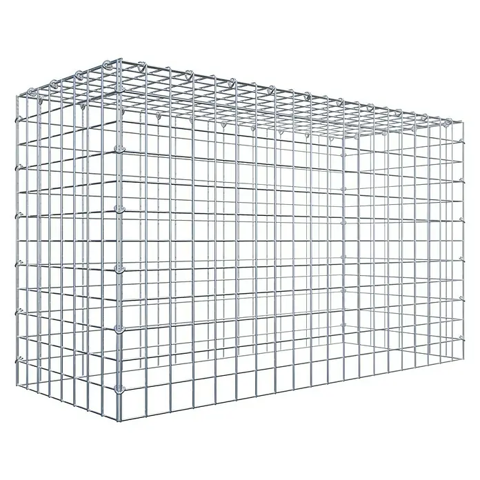 Gabiona Gabione Typ 3 - Zum Anbau in der Höhe, 100 x 40 x 60 cm, Stahl, Maschenbreite: 50 mm, Maschenhöhe: 50 mm, C-Ring - Dieser Artikel zeigt einen Gabionenkorb. Der Gabionenkorb ist rechteckig und aus verzinktem Drahtgitter gefertigt. Er bietet eine robuste und stabile Struktur.