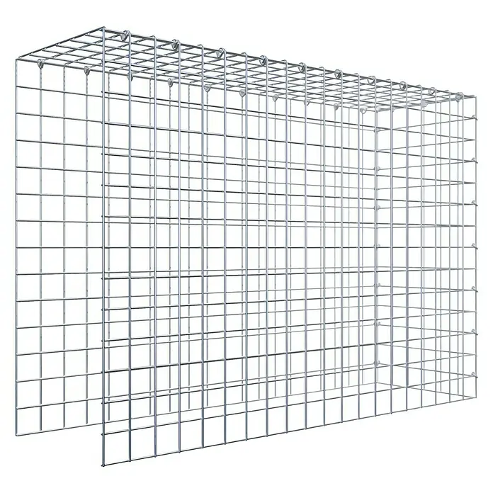 Gabiona Gabione Typ 4 - Zum Anbau in Länge & Höhe, 100 x 30 x 70 cm, Stahl, Maschenbreite: 50 mm, Maschenhöhe: 50 mm, C-Ring - Metallgabione mit rechteckigen Maschen. Das Drahtgeflecht bietet Stabilität und Flexibilität für verschiedene Anwendungen im Garten.