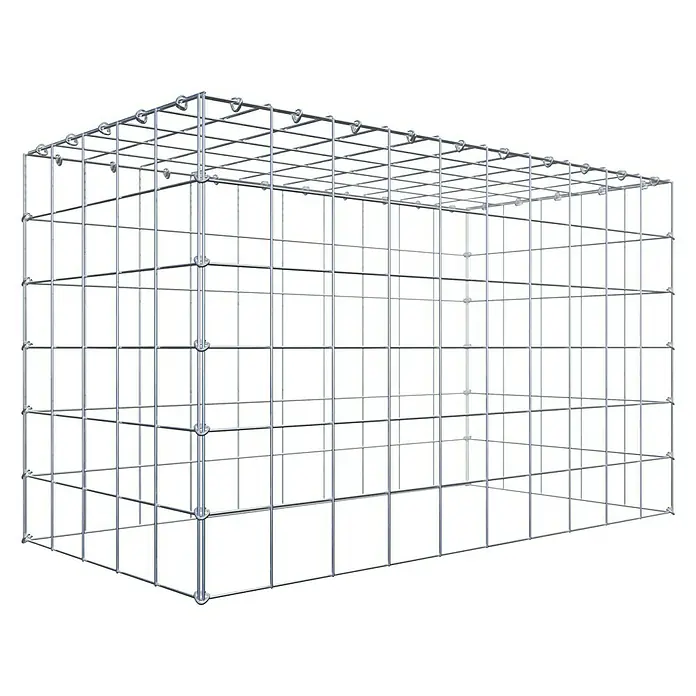 Gabiona Gabione Typ 3 - Zum Anbau in der Höhe, 100 x 50 x 60 cm, Stahl, Maschenbreite: 100 mm, Maschenhöhe: 100 mm, C-Ring - Gabionenstruktur aus korrosionsbeständigem Metall. Ideal für den Bau von Stützmauern, Landschaftsgestaltung und Erosionsschutz.