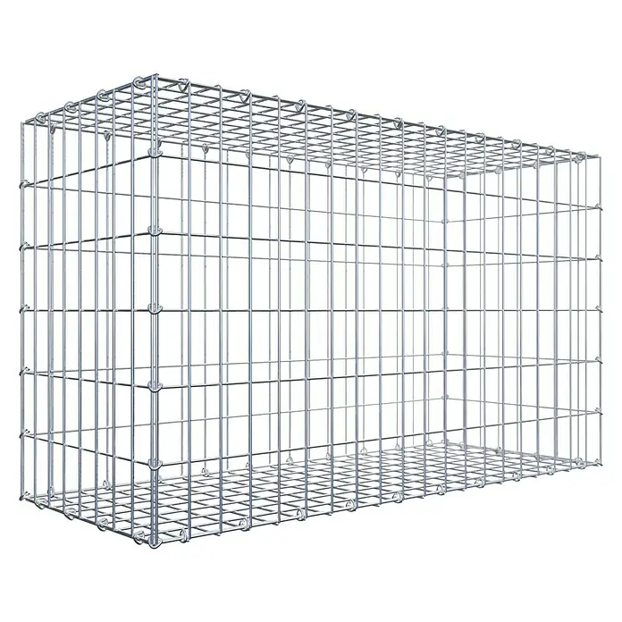 Gabiona Gabione - 100 x 40 x 60 cm, Stahl, Maschenbreite: 50 mm, Maschenhöhe: 100 mm - Ein rechteckiger Gabionenkorb aus verzinktem Drahtgeflecht, ideal für den Garten- und Landschaftsbau.