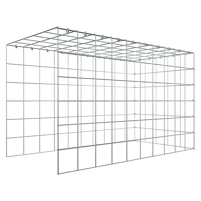 Gabiona Gabione Typ 4 - Zum Anbau in Länge & Höhe, 100 x 50 x 60 cm, Stahl, Maschenbreite: 100 mm, Maschenhöhe: 100 mm, C-Ring - Ein Gitterkorb aus verchromtem Metall, ideal für Lagerung oder als dekoratives Element. Seine robuste Bauweise verspricht lange Lebensdauer.