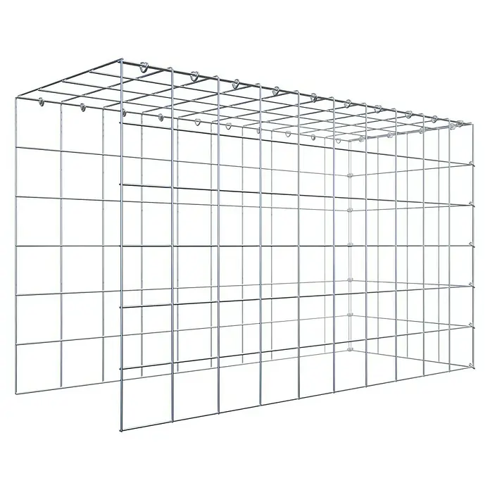 Gabiona Gabione Typ 4 - Zum Anbau in Länge & Höhe, 100 x 40 x 60 cm, Stahl, Maschenbreite: 100 mm, Maschenhöhe: 100 mm, C-Ring - Metallischer Drahtgitterkäfig, ideal für den Bau von Gabionen oder als Stützelement im Garten- und Landschaftsbau, robust und langlebig.