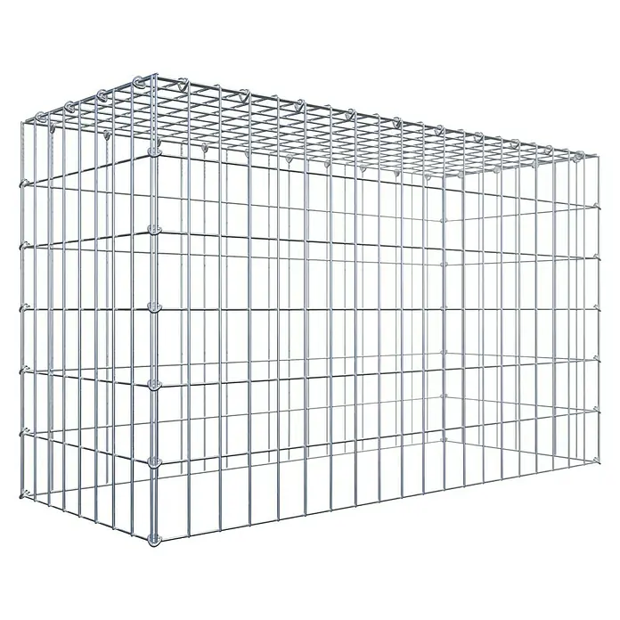Gabiona Gabione Typ 3 - Zum Anbau in der Höhe, 100 x 40 x 60 cm, Stahl, Maschenbreite: 50 mm, Maschenhöhe: 100 mm, C-Ring - Ein rechteckiger Gabionen-Steinkorb aus verzinktem Stahlgitter, ideal für Gartenbau und Landschaftsgestaltung zur Hangbefestigung und Dekoration.