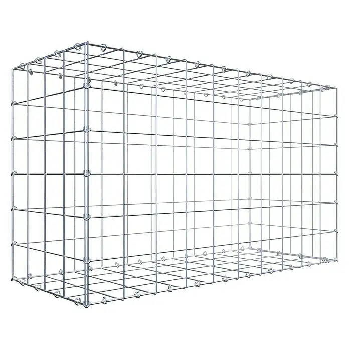 Gabiona Gabione - 100 x 40 x 60 cm, Stahl, Maschenbreite: 100 mm, Maschenhöhe: 100 mm - Ein rechteckiger Gabionenkorb aus verzinktem Stahl, ideal für Garten- und Landschaftsbau, bietet Stabilität und Flexibilität.