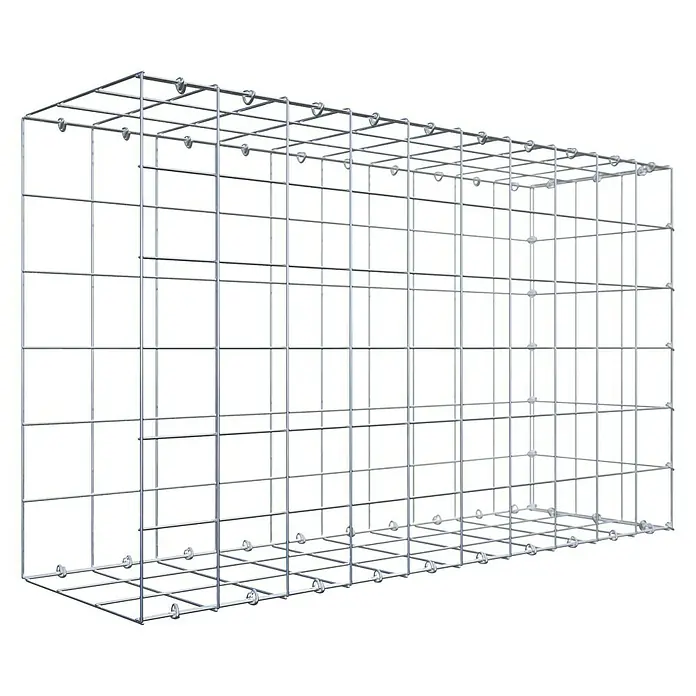 Gabiona Gabione Typ 2 - Zum Anbau in der Länge, 100 x 30 x 60 cm, Stahl, Maschenbreite: 100 mm, Maschenhöhe: 100 mm, C-Ring - Darstellung eines Gabionenkorbs, ideal für dekorative und funktionale Gartengestaltung. Robuste Bauweise für vielseitige Anwendungen.