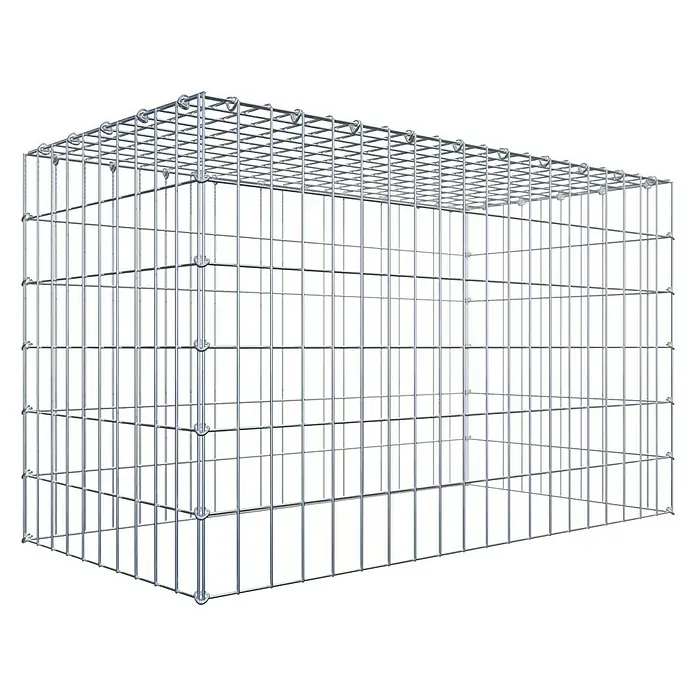 Gabiona Gabione Typ 3 - Zum Anbau in der Höhe, 100 x 50 x 60 cm, Stahl, Maschenbreite: 50 mm, Maschenhöhe: 100 mm, C-Ring - Abbildung eines Gabionenkorbs aus verzinktem Draht, der Stabilität und Langlebigkeit für verschiedene Anwendungen bietet.