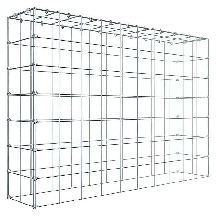 Gabiona Gabione Typ 3 - Zum Anbau in der Höhe, 100 x 20 x 70 cm, Stahl, Maschenbreite: 100 mm, Maschenhöhe: 100 mm, C-Ring - Gabione aus verzinktem Stahlgitter. Ideal für Gartenbau und Landschaftsgestaltung, bietet Stabilität und ein modernes Aussehen im Außenbereich.