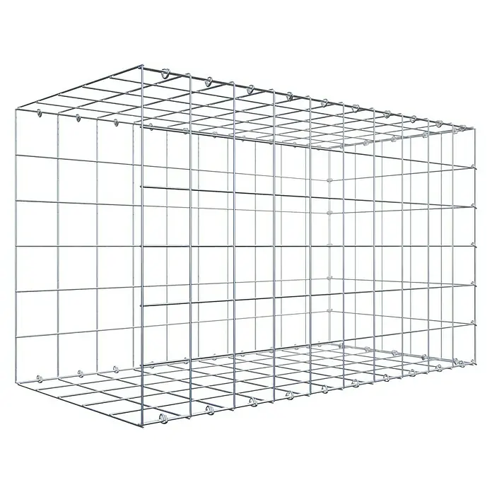 Gabiona Gabione Typ 2 - Zum Anbau in der Länge, 100 x 50 x 60 cm, Stahl, Maschenbreite: 100 mm, Maschenhöhe: 100 mm, C-Ring - Gabionenkorb aus verzinktem Stahlgeflecht für Garten- und Landschaftsbau, robust und vielseitig. Ideal für dekorative Mauern oder Hangbefestigungen.