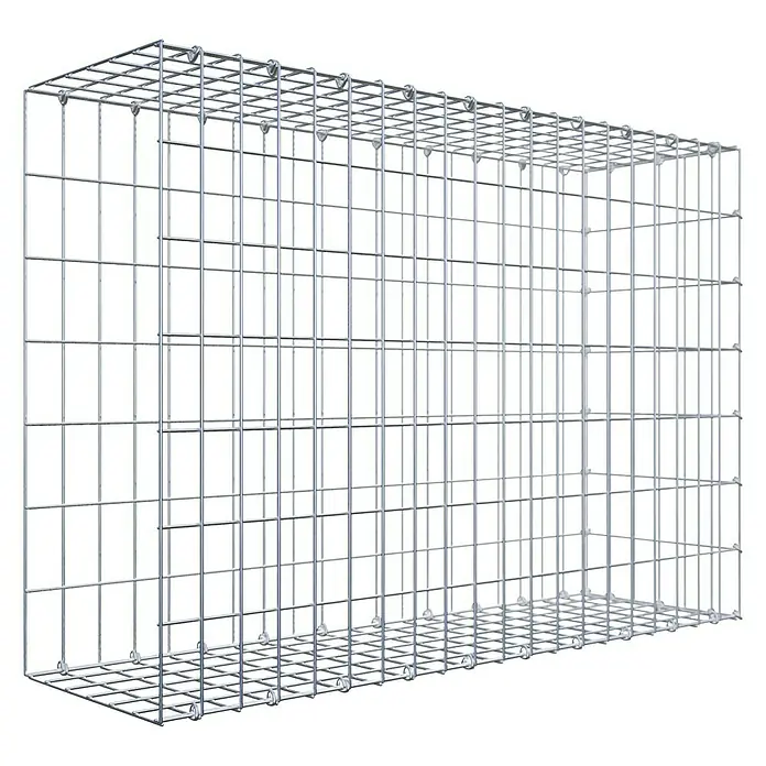 Gabiona Gabione Typ 2 - Zum Anbau in der Länge, 100 x 30 x 70 cm, Stahl, Maschenbreite: 50 mm, Maschenhöhe: 100 mm, C-Ring - Draufsicht auf einen Gabionenkorb, ein Drahtgitterbehälter zur Befüllung mit Steinen für den Garten- und Landschaftsbau.