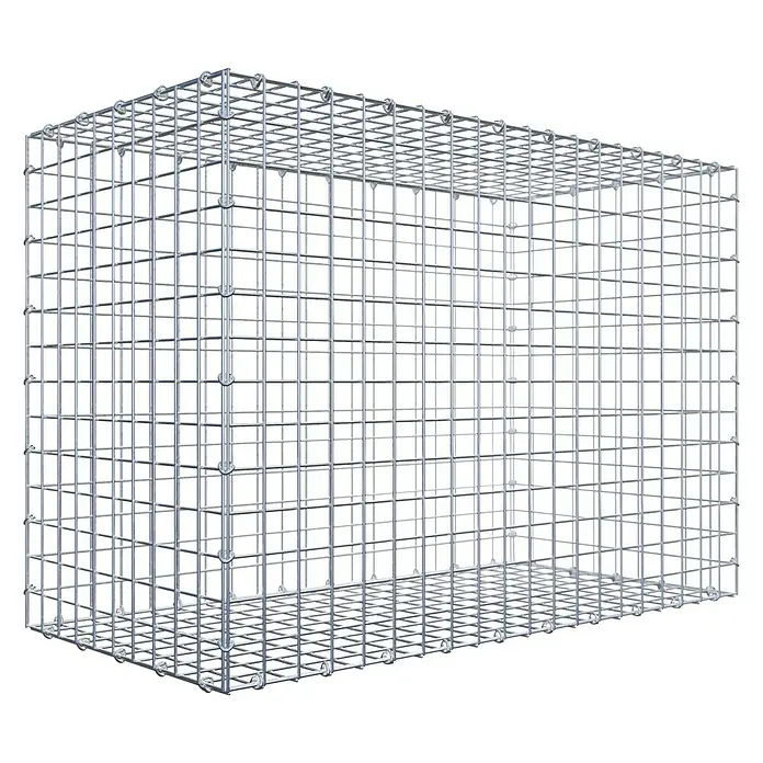 Gabiona Gabione - 100 x 50 x 70 cm, Stahl, Maschenbreite: 50 mm, Maschenhöhe: 50 mm, C-Ring - Ein rechteckiger Gabionenkorb aus verzinktem Drahtgitter, leer und bereit zur Befüllung mit Steinen für den Gartenbau. Stabil und langlebig.