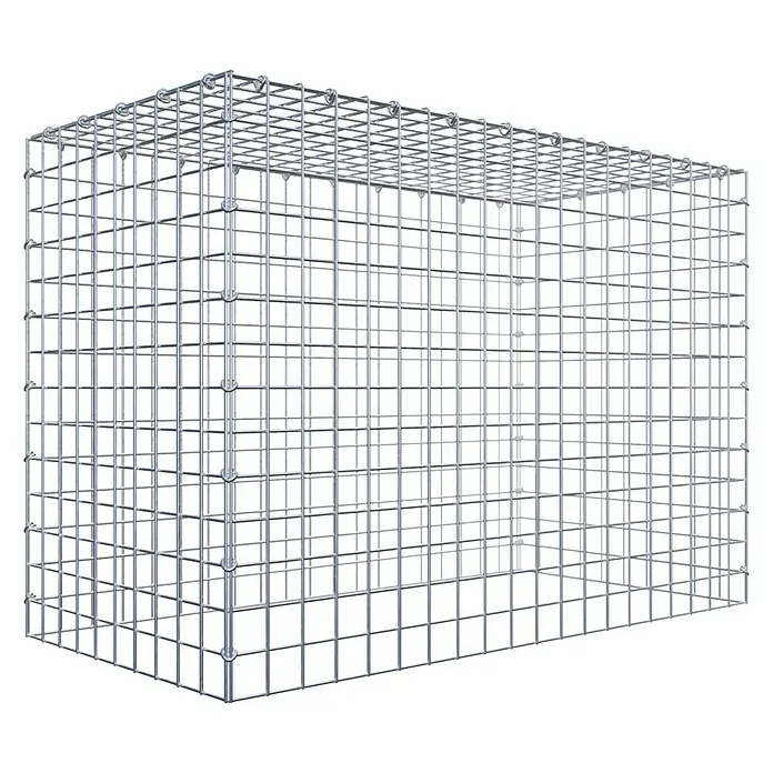 Gabiona Gabione Typ 3 - Zum Anbau in der Höhe, 100 x 50 x 70 cm, Stahl, Maschenbreite: 50 mm, Maschenhöhe: 50 mm, C-Ring - Bild eines Gabionenkorbs, der für Stabilität und Schutz in verschiedenen Bau- und Landschaftsprojekten sorgt.