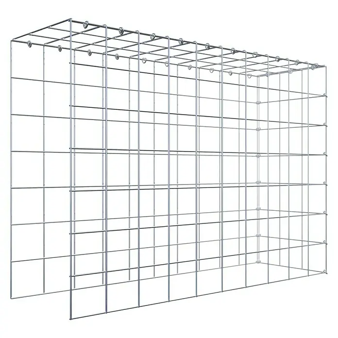 Gabiona Gabione Typ 4 - Zum Anbau in Länge & Höhe, 100 x 30 x 70 cm, Stahl, Maschenbreite: 100 mm, Maschenhöhe: 100 mm, C-Ring - Metallgitterbox, ideal für den Gartenbau oder als dekoratives Element. Robuste Konstruktion für vielfältige Anwendungen.