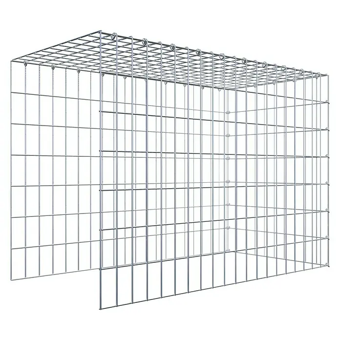 Gabiona Gabione Typ 4 - Zum Anbau in Länge & Höhe, 100 x 50 x 70 cm, Stahl, Maschenbreite: 50 mm, Maschenhöhe: 100 mm, C-Ring - Aufnahme eines Gabionenkäfigs aus verzinktem Drahtgeflecht. Der Gabionenkäfig eignet sich für den Garten- und Landschaftsbau.
