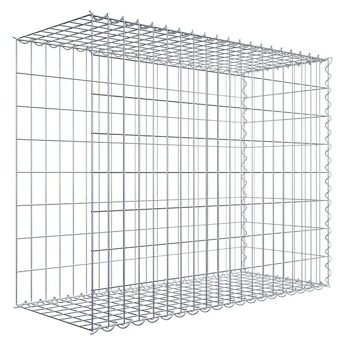 Gabiona Gabione Typ 2 - Zum Anbau in der Länge, 100 x 40 x 80 cm, Stahl, Maschenbreite: 50 mm, Maschenhöhe: 100 mm, Spirale - Metallischer Gabionenkorb mit rechteckiger Form und Gitterstruktur, ideal für den Gartenbau oder Landschaftsgestaltung.