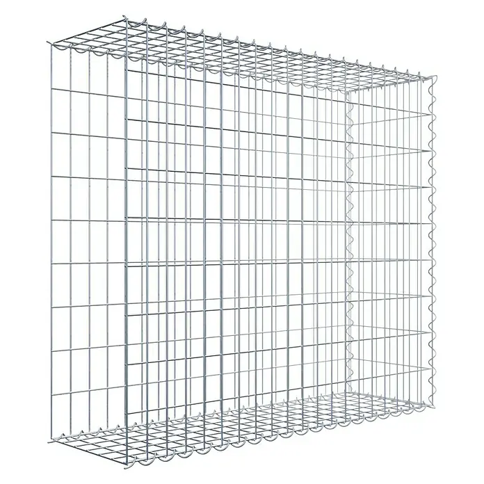Gabiona Gabione Typ 2 - Zum Anbau in der Länge, 100 x 30 x 90 cm, Stahl, Maschenbreite: 50 mm, Maschenhöhe: 100 mm, Spirale - Draufsicht eines Gabionenkorbs aus Metallgeflecht, der für den Bau von Stützmauern oder als dekoratives Element im Garten verwendet wird.